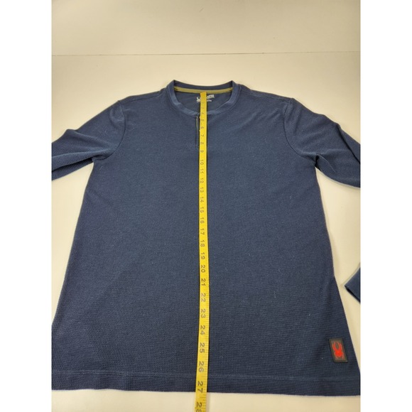 Spyder Shirt Mens Large Blue Waffle Knit Thermal Henley Long Sleeve Base Layer - Picture 9 of 10